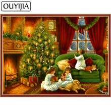 OUYIJIA-cuadro de Santa Claus 5D DIY, bordado de diamantes de dibujos animados, punto de cruz, decoración de mosaico de diamantes de imitación al óleo de Navidad 2024 - compra barato