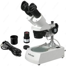 Microscópio estéreo de duas lâmpadas com câmera usb, -- amscópio suprimentos embutido de duas lâmpadas estéreo com câmera usb 2024 - compre barato