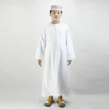 Roupa islâmica abaya jubba thobe, 6 cores, roupa masculina, arábia, gola redonda, vestido muçulmano, árabe saudita, dubai, 3-14 anos, criança 2024 - compre barato