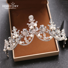 Himstory Elegance Wedding Bridal Crystal Tiara Crowns Princess Queen Pageant Prom Pearl Headband Wedding hair accessories 2024 - buy cheap