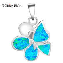 Beautiful Butterfly design High Quality blue Fire Opal Pendants stamped Silver Stamped Fashion jewelry Online  OP350 2024 - buy cheap