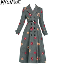 Ayunsue inverno longo casaco feminino bordado casaco de lã do vintage casaco de lã jaqueta feminina casaco de abrigos mujer invierno 2020 kj358 2024 - compre barato