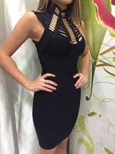 2017 New fashion High Neck Summer Evening Party Dresses Women Sexy Vestidos Black Blue Bodycon Bandage Dress 2024 - buy cheap