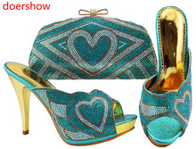 Doershow-Conjunto de zapatos y bolsos africanos para mujer, conjunto de zapatos y bolsos italianos a juego, conjuntos de zapatos y bolsos azul cielo africano, HH1-6 2024 - compra barato