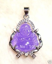 Бесплатная доставка> потрясающий фиолетовый камень Будда ювелирные изделия кулон ожерелье 2024 - купить недорого