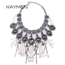 KAYMEN Jewelry New Arrivals Statement Vintage Necklace For Women Crystals and Imitation Pearls Chokers Necklace by Handmade 2024 - buy cheap