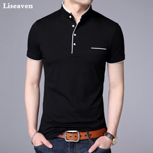 Liseaven T-Shirt Dos Homens T Sólida Camisa de algodão gola camiseta camiseta masculina de manga curta t-shirt roupas masculinas 2024 - compre barato