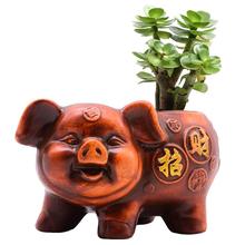 Maceta de cerámica con forma de cerdo para jardinería, suministros creativos de cerámica para escritorio, flor personalizada, para el hogar 2024 - compra barato