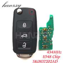 3 Buttons Remote Key For VW VOLKSWAGEN Golf Jetta Polo Touran Up Beetle Caddy Eos Flip Folding Key ID48 Chip 5K0837202AD 434Mhz 2024 - buy cheap