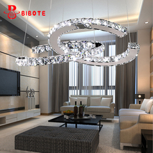 Lustre moderno de led, luminária pendente de aço inoxidável com anel de cristal, decoração do quarto, lâmpadas de techo, sistema moderno e iluminação 2024 - compre barato
