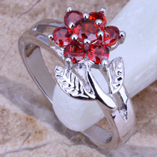 Королевский Красный, гранатовый, серебряное кольцо с покрытием Размер 6 / 7 D855 2024 - купить недорого