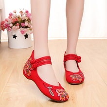 Zapatos de tela bordada con estampado nacional para mujer, calzado plano chino de ocio, antiguo, para boda, bailarina de flores 2024 - compra barato