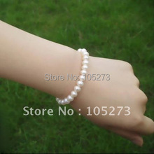 Pulseira pérola AA 7 - 8 MM branco pérola de água doce requintado pulseira pulseira 18 cm de jóias nova frete grátis 2024 - compre barato