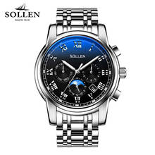 2017 SOLLEN Men's Luxury Brand Sport Mechanical Watches Moon Phase Automatic Watch Relogio Masculino Business Relojes Hombre 2024 - buy cheap