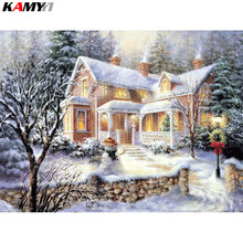 5d pintura diamante ponto cruz inverno paisagem mosaico bordado diamante casa de neve decoração de natal quadrado xy1 2024 - compre barato