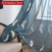 Feather Embroidered Sheer Tulle Curtain For Living Room Bedroom White Voile Curtains Fabric Drapes For Window Kitchen Curtains 2024 - buy cheap