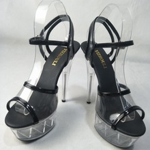 15 centímetros das mulheres da moda sandálias de salto alto, 6in cristal transparente sapatos de casamento, sandálias sexy fase 2024 - compre barato