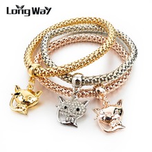 LongWay Fox-pulsera de cadena de cristal austriaco para niñas, brazaletes de Color dorado y plateado, SBR150188 2024 - compra barato