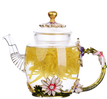 Высококачественный ручной цветочный чайник, экономичный термостойкий стеклянный чайный кофейный ситечко для домашнего ресторана, чайная посуда LFB952 2024 - купить недорого