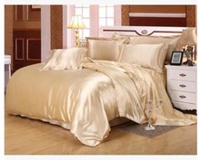 Silk Bedding set Satin Super king size queen full double camel tan duvet cover fitted bed sheet linen bedspread quilt doona 6pcs 2024 - buy cheap