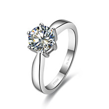 Женское кольцо для помолвки с натуральным бриллиантом Moissanite, белое золото 14 к, 1 карат, на день рождения 2024 - купить недорого