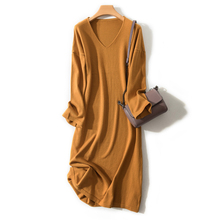Vestido de verano de lana con cuello en V, informal, suelto, manga larga 2024 - compra barato