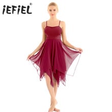 Iefiel mulheres femme assimétrico ballet vestido de dança chiffon lírica bailarina trajes de palco dança contemporânea dres 2024 - compre barato