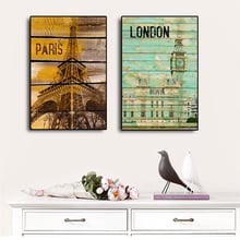 Pintura em tela vintage de londres, torre eiffel, pintura, pôster artístico para parede, pintura escandinavo para quarto de criança 2024 - compre barato