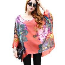 Blouse Plus Size 4XL 5XL 6XL 2021 Women Chiffon Tops Blusas Femininas Batwing Sleeve Women's Floral Print Summer Blouses Shirts 2024 - buy cheap