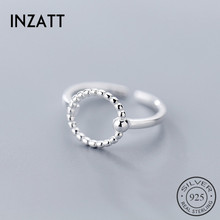 Женское геометрическое кольцо INZATT, открытое круглое кольцо из настоящего серебра 925 пробы, вечерние ювелирные украшения, регулируемое кольцо 2024 - купить недорого