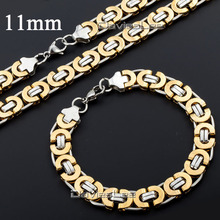 Davieslee 6/11mm Mens Boys Flat Byzantine Necklace Gold Silver Color Stainless Steel Chain Bracelet Jewelry Set  DLKS117 2024 - buy cheap