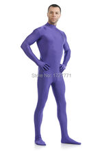 (LS7215)Purple Shiny  Spandex Tights Unisex original Fetish Zentai Suits Catsuit Halloween Costume 2024 - buy cheap