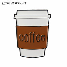 QIHE JEWELRY Coffee pins To go coffee travel mug Brooches Badges Lapel pins Gifts for coffee lover Men Women 2024 - buy cheap