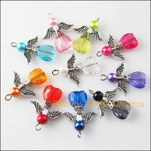 Fashion 20Pcs Mixed Dancing Angel Wings Heart Charms Pendants 23x29mm 2024 - buy cheap