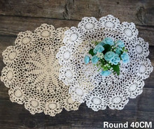 40CM Round Delicate Handmade Crochet Flowers Placemat Coaster Coffee Tea Table Cloth Mat Wedding Doily Christmas Banquet Decor 2024 - buy cheap