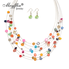 Conjunto de joias femininas, conjunto de joias da moda com miçangas de cristal, colares, bijuterias e bijuterias 2021 2024 - compre barato