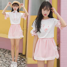 Japanese Women Harajuku Short Sleeve Sweet Set Summer Student Fresh And Lovely Skirt Japanese Two-piece Set 2024 - buy cheap