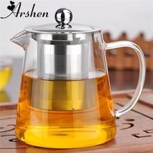 Arshen-hervidor de vidrio transparente resistente al calor, tetera con filtro Infusor de acero inoxidable, jarra de té, herramientas de té de flores para el hogar, 750/950ml 2024 - compra barato