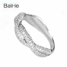 BAIHE-anillo de oro blanco de 14K para mujer, sortija de boda con diamantes naturales redondos, con certificado H/SI, 1 quilate, elegante y único 2024 - compra barato