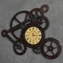 Wall Clock Iron Retro Decorative Wall Clocks Big Art Gear Home Creative Roman Numerals Watches For Living Room 2024 - buy cheap