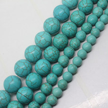 Mini. ordem é de r $7! 4-18mm Azul Turquoises Rodada Solta Pérolas de 15" 2024 - compre barato