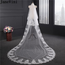 JaneVini White/Ivory 2 Layer Wedding Veil With Comb 3 Meters Lace Edge Brides Veil Tulle Bridal Veils Accessory Velo Con Encaje 2024 - buy cheap