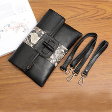 Europe Brand Design genuine leather clutch bag female snake pattern folding handbag ladies Messenger bag women envelope bag 2024 - buy cheap