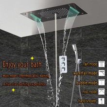 Cabezal de ducha de techo con luces LED de Set de ducha de baño, mezclador de baño de lujo con Panel oculto, efecto lluvia, cascada y niebla de burbujas 2024 - compra barato