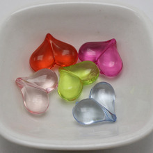 25 amuletos de contas de coração inchados transparentes de cor misturada 22x16mm 2024 - compre barato