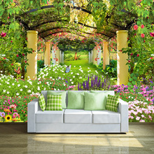 Papel de parede com foto personalizada 3d, jardim pastoral, flor, mural de parede, restaurante, café, sala de estar, pano de fundo, pintura de parede 2024 - compre barato