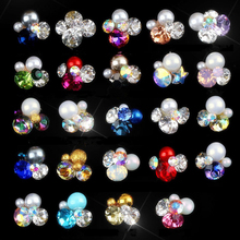 10pcs/set Colorful Shiny Crystal Nail Art Rhinestones Manicure Nail Charms 3D Flower Design Nail Art Charm Glass Jewelry JE1-17 2024 - buy cheap