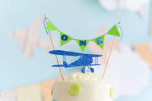 Kit de bandeirinhas personalizadas para crianças, aniversário, avião, bolo, cupcakes, toppers, faixa, chá de bebê, fazenda, palitos, fotos, adereços 2024 - compre barato