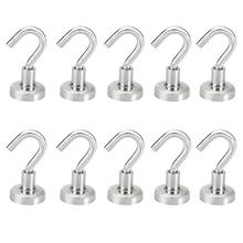 OUNONA 10 Pcs Magnetic Hooks Power Hook Magnet Holder Super Heavy Neodymium Rare Earth 5.5kg Suction For Cup Key 2024 - buy cheap