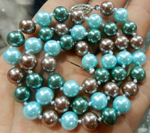 Collar de perlas de Mar del Sur Multicolor para mujer, 8mm, cuentas de perlas de concha, joyería de moda, cadena, collar de piedra Natural de 18 pulgadas 2024 - compra barato